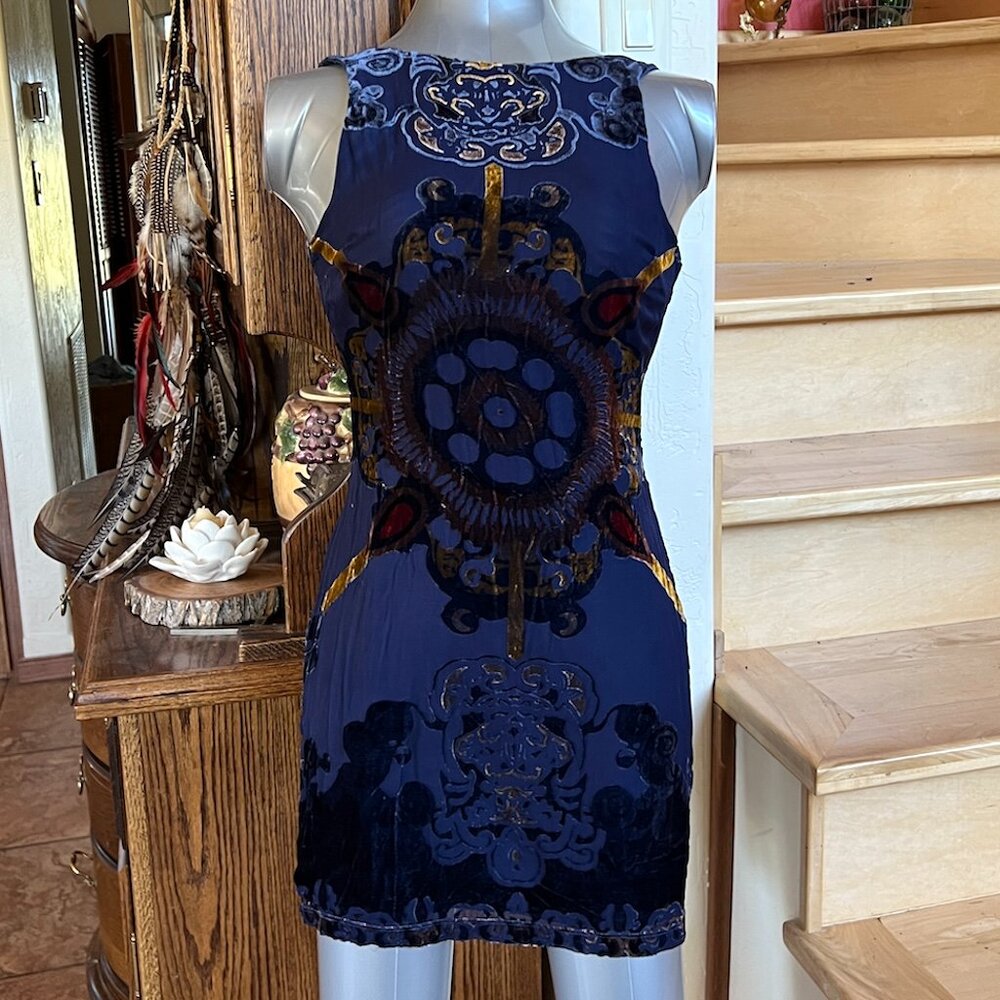 Lavender Brown Velvet and Sheer Silk and Rayon Fully Lined Low Back Dress